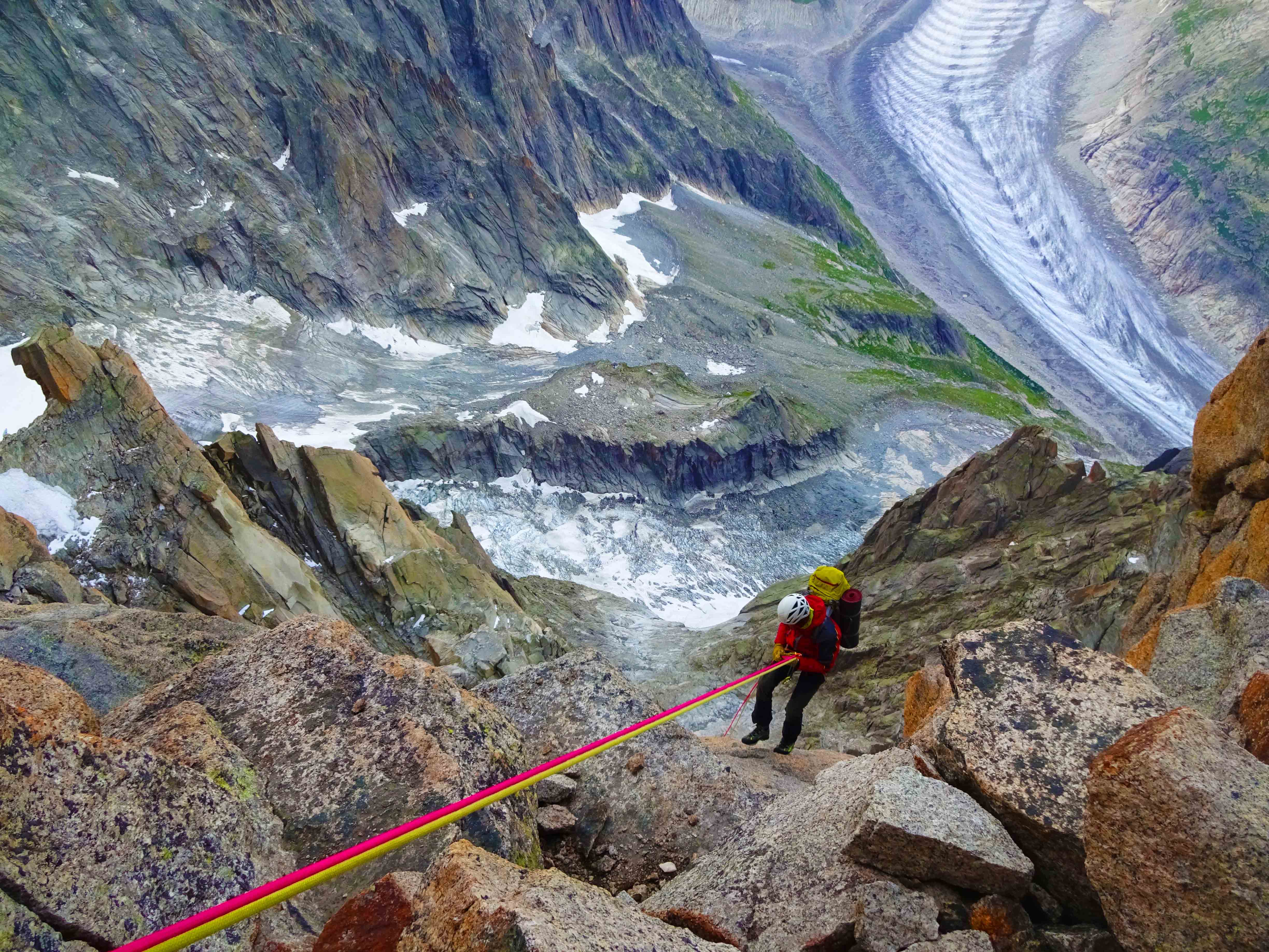 Petit Dru. Luc en el 1.er rappel